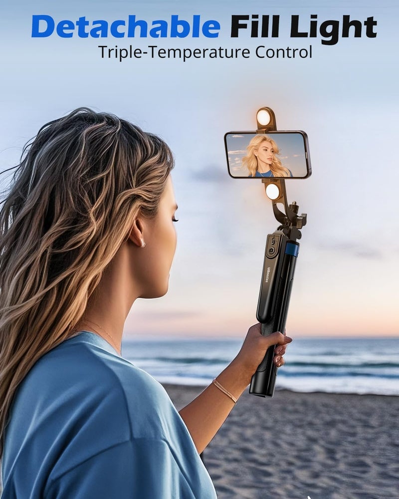 UBeesize 64'' Extendable Selfie Stick Tripod with Light & Remote, Adjustable Phone Tripod Stand for iPhone 17-11, Android, Camera, Travel Vlogging & Video Recording - Image 2